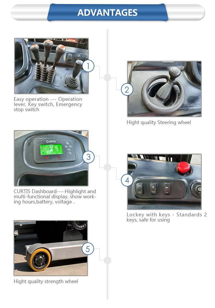 Electric 1t - 5t 1.5 Ton Forklift Reach Truck 2t