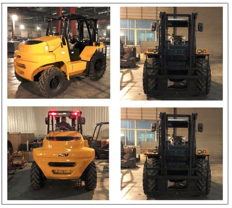 4X4 3ton 3.5ton Rough Terrain Forklift with Diesel Engine, Lifting Height 3m
