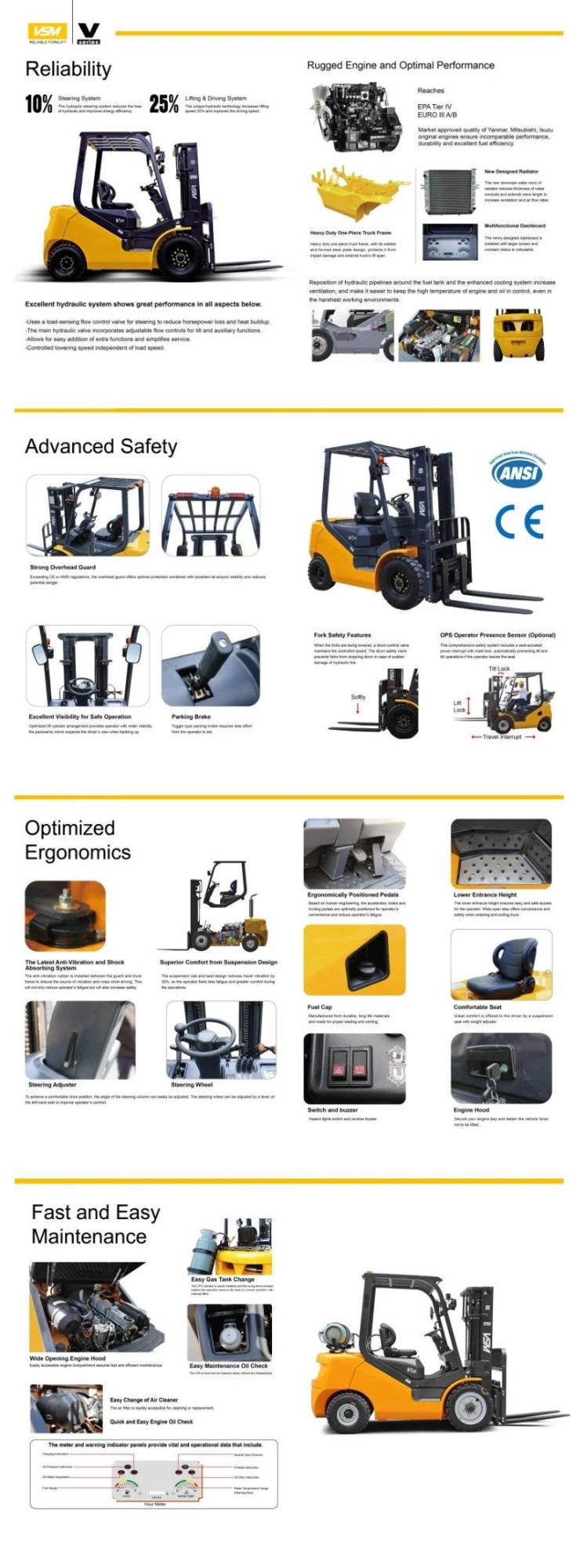 3 Ton 3000kg Diesel Forklift Truck