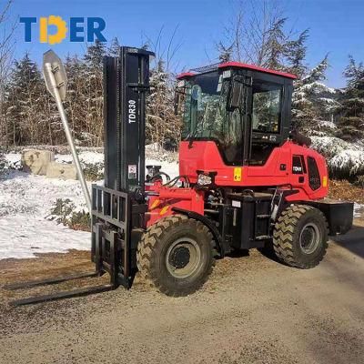 Tder High Ground Clearance China 2WD Small Rough Terrain Forklift