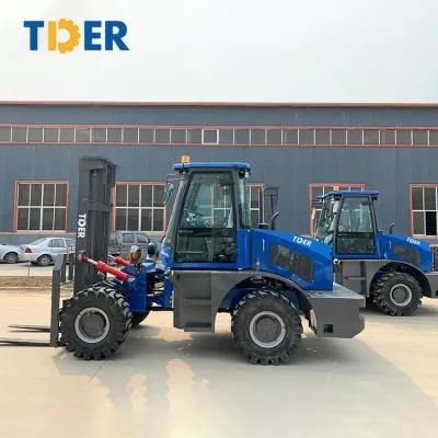 Not Adjustable Diesel Tder China All Terrain Forklifts 4WD Forklift