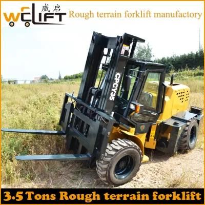 3.5t Rough Terrain 4X4 Forklift Manufactory Hydrqualic Driving