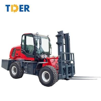 Tder 3ton 5ton 10ton Forklift off Road Powerful All Terrain Forklift 4WD 15ton Rough Terrain Forklift with Triplex Mast