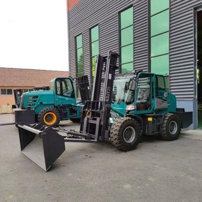 3 Ton off Road Forklift and Loader Bucket Rough Terrain Diesel Forklift Trucks