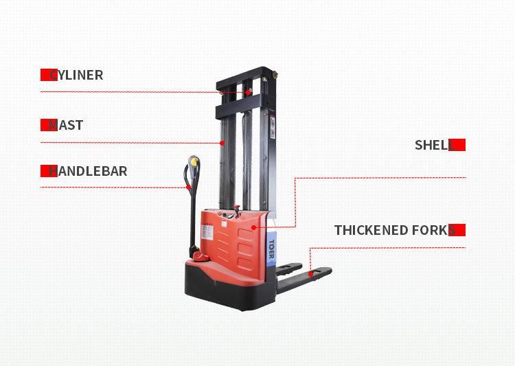 Battery Tder CE Certificate Hand Lifter 2ton Electric Stacker Forklift