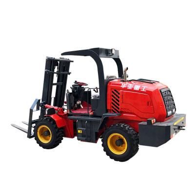 2022 New Huaya China Rough Terrain 4X4 Outdoor 4WD Forklift in FT4*4D