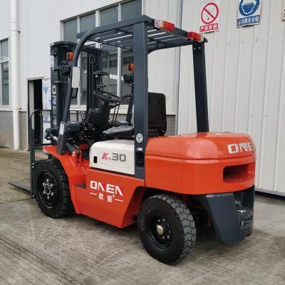 3 Tons 3500 Kg Load Capacity Four Wheel Diesel Forklift Truck with CE ISO