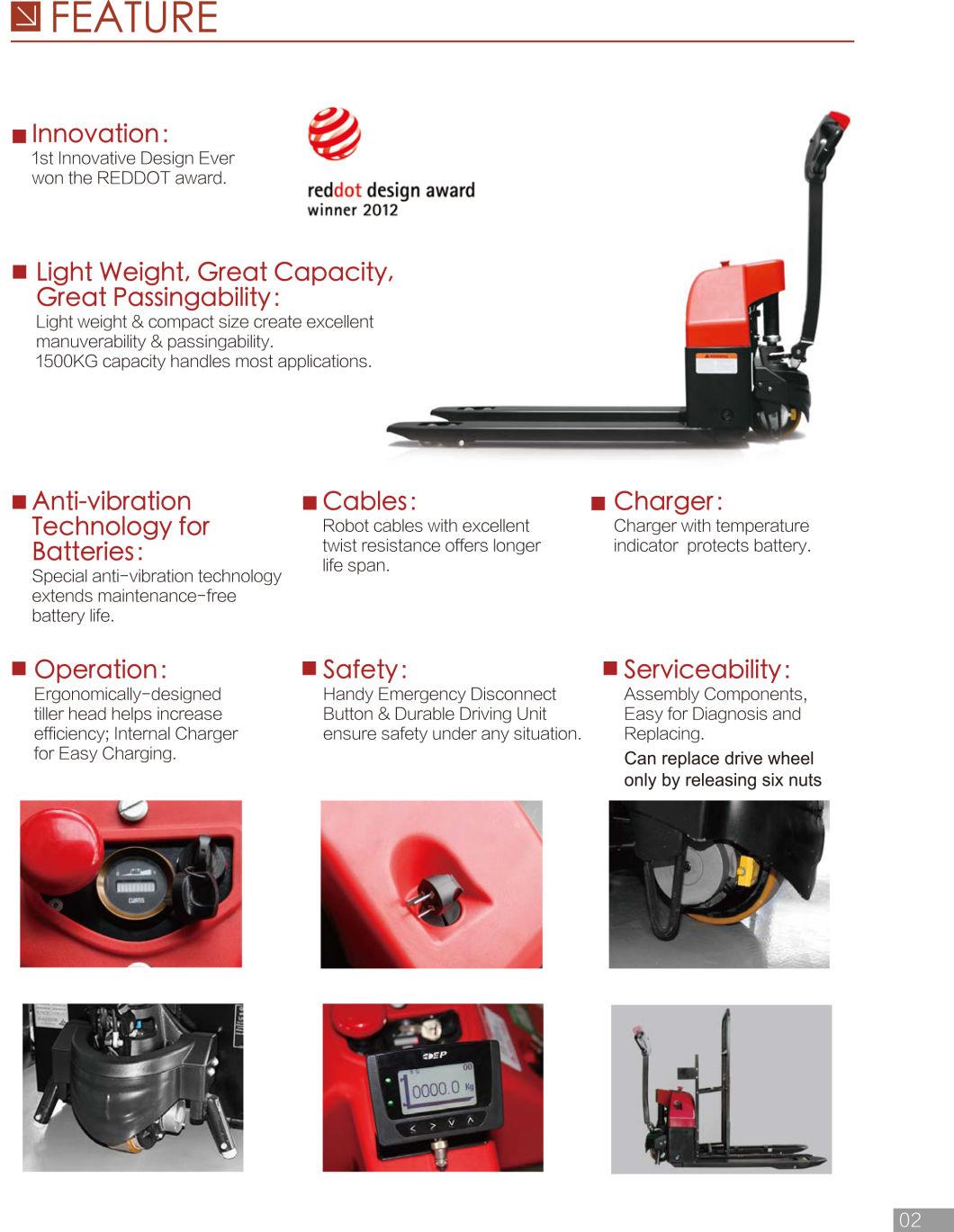 High Effciency 1500kg Capacity Electric Pallet Jack with Ultra-High Accuracy Convenience