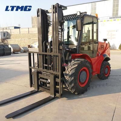 Ltmg 3 Ton 4WD All Terrain Forklift Diesel Forklift with Heater