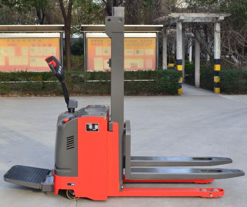 1500kg 4m Full Electric Stacker with Duplex Mast, PU Wheel Battery Stacker