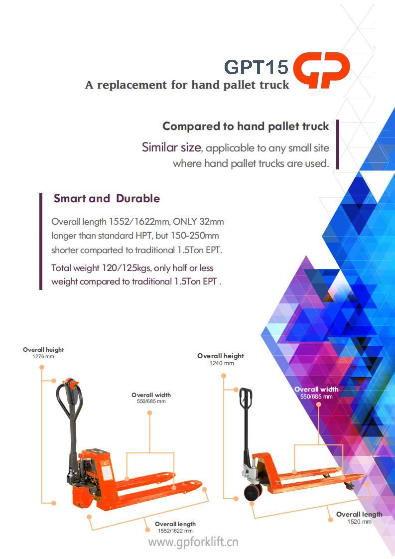 New Type 1.5t Lithium Battery Full Electric Pallet Truck with Good Quality