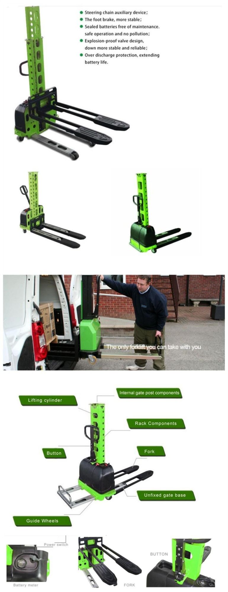 500kg Logistac Self Loading Stacker with 1.3m