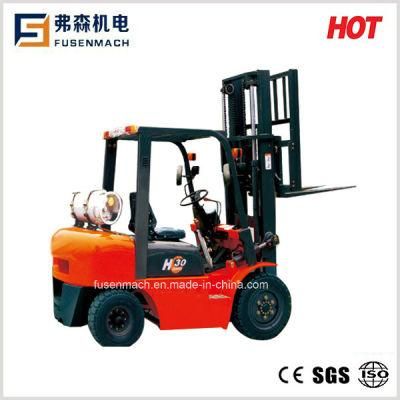 Famous Brand LPG Forklift Cpqyd30 3000kg with 3-Stage Full Free Mast 6m