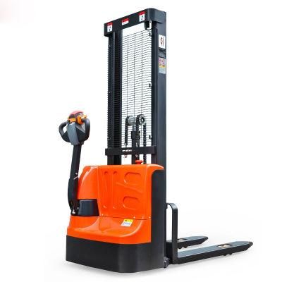 1-2ton Mini Electric Battery Pallet Lift Stacker Triple Mast