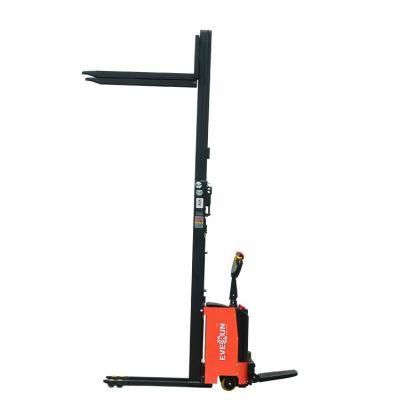 Hot Sale EVERUN ERES1536 1.5ton small counter balanced electric walking pallet stacker with High Quality