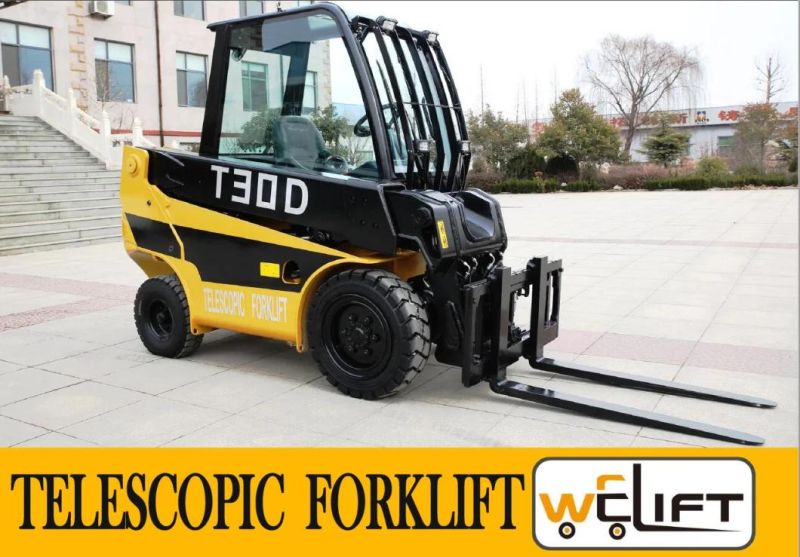 Telescopic Forklift Truck Handler 3ton Load Capacity 2000mm Reach Boom 3ton 4m Lifting High Widely Using Hot Sale