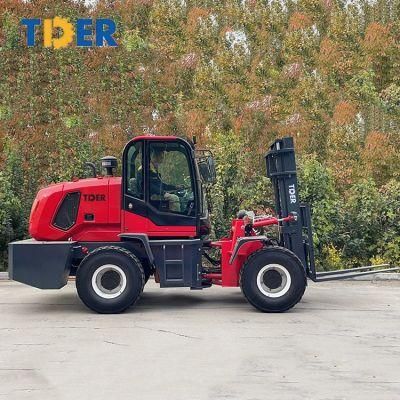 China Diesel Tder off Road All Terrain Forklift for Sale