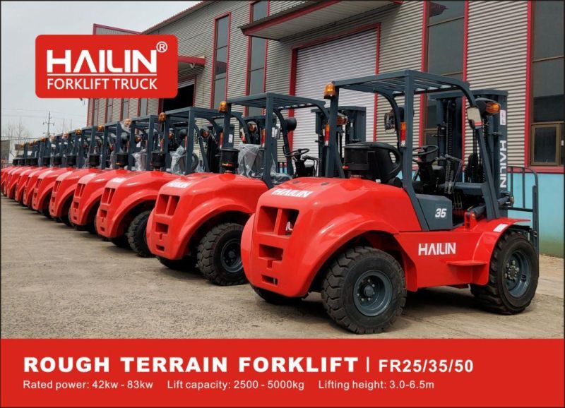 Rough Terrain Forklift 3.5ton, 2 Wheel Drived, Japanese Engine off Road Forklift Diesel Forklift Gasoline Forklift LPG Forklift Dual Fuel Forklift