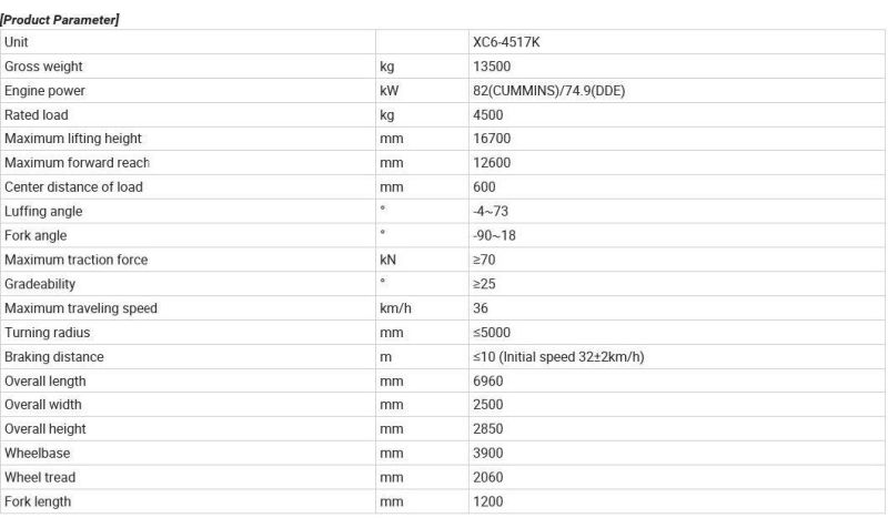4.5ton 17m Lifting Height Telescopic Handlers Forklift