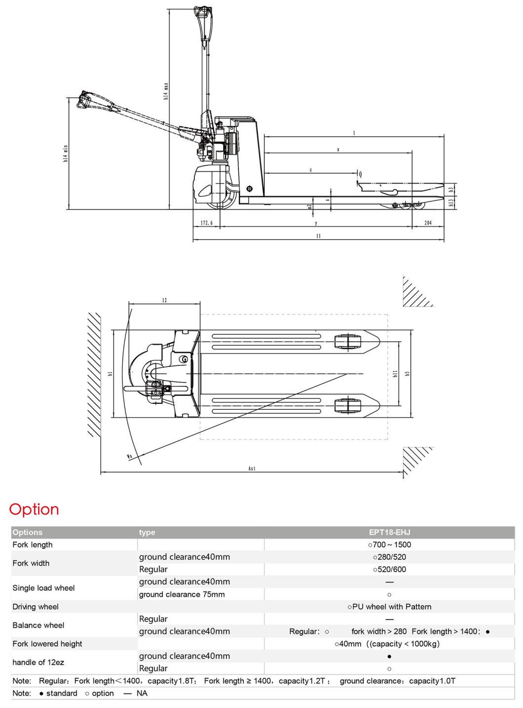 1800kg Entry Level Light Weight Semi Electric Pallet Jack