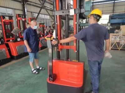 550*1150*1220mm /685*1220*75mm Li-ion Battery Onen Iron and Plastic Film Warehouse Electric Pallet Stacker