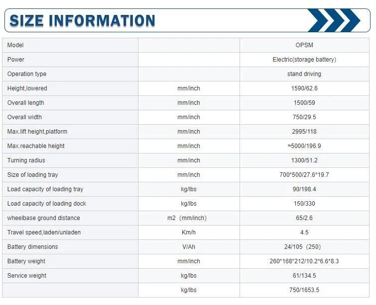 Min Electric Order Picker 3m Ce, ISO9001