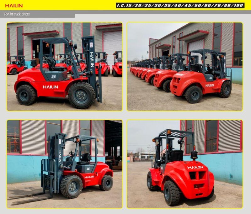 Rough Terrain Forklift 3.5ton, 2 Wheel Drived, Japanese Engine off Road Forklift Diesel Forklift Gasoline Forklift LPG Forklift Dual Fuel Forklift