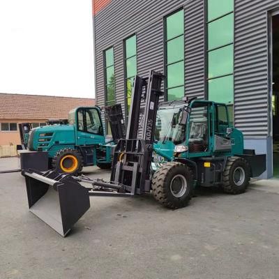 4X4 Diesel 3.5ton Rough Terrain Forklift with Bucket Forklift and Loader