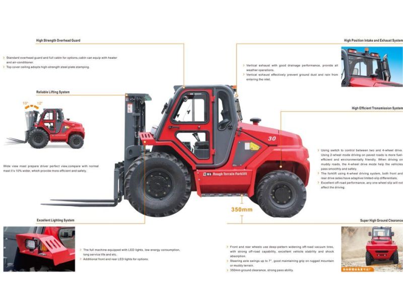 Rough Terrain Forklift, 2.5ton, Yanmar 4tne98 Diesel Engine, Good Price