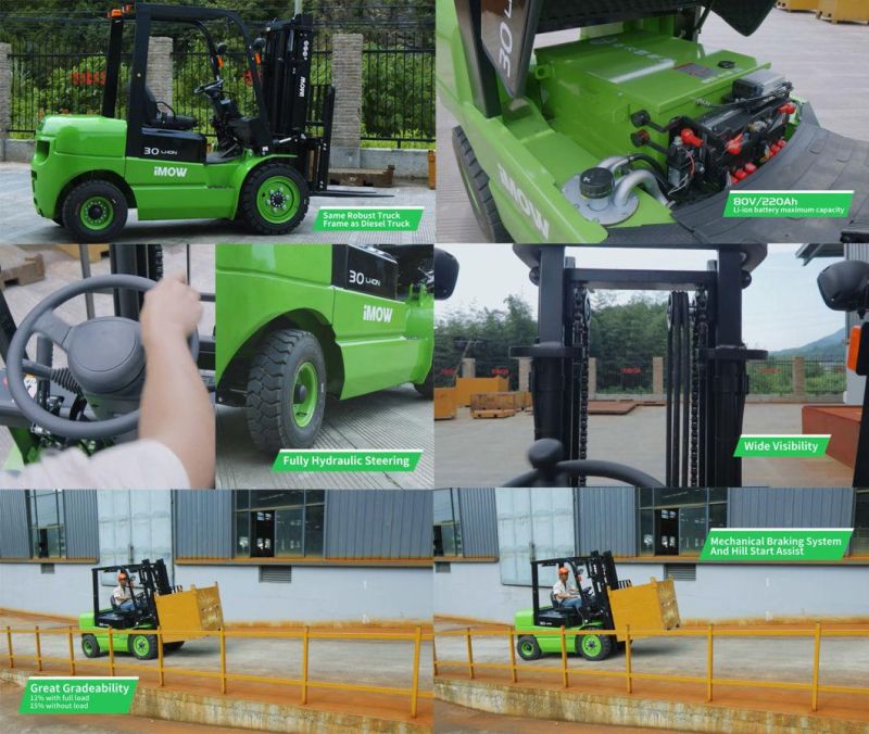 3 Ton 3000mm Lifting Height Duplex Mast Small Battery Forklift Truck with Side Shifter