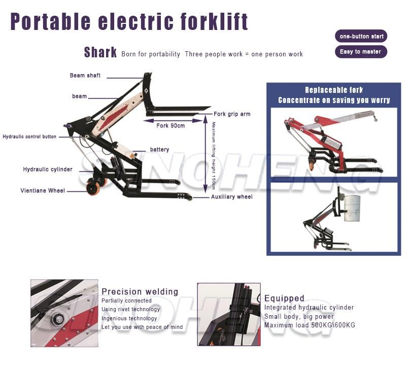 Hot Selling Electric Forklift 0.5 Ton Miniature Lithium Battery Forklift