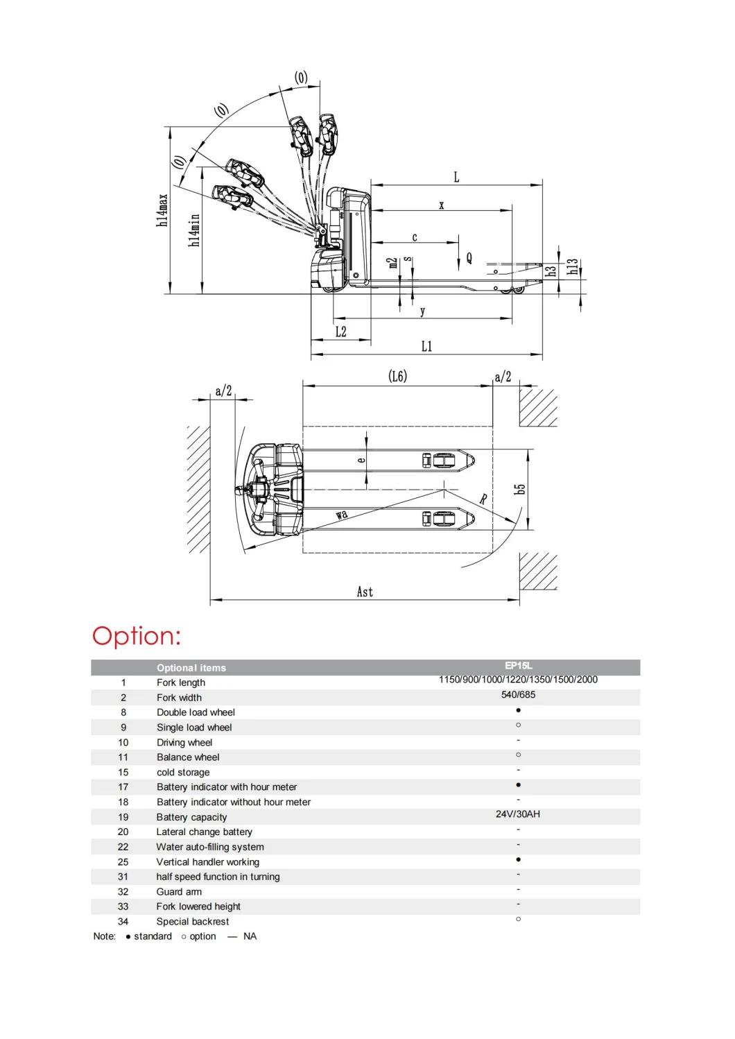 1500kg Lithium Battery Pallet Truck Pallet Jack