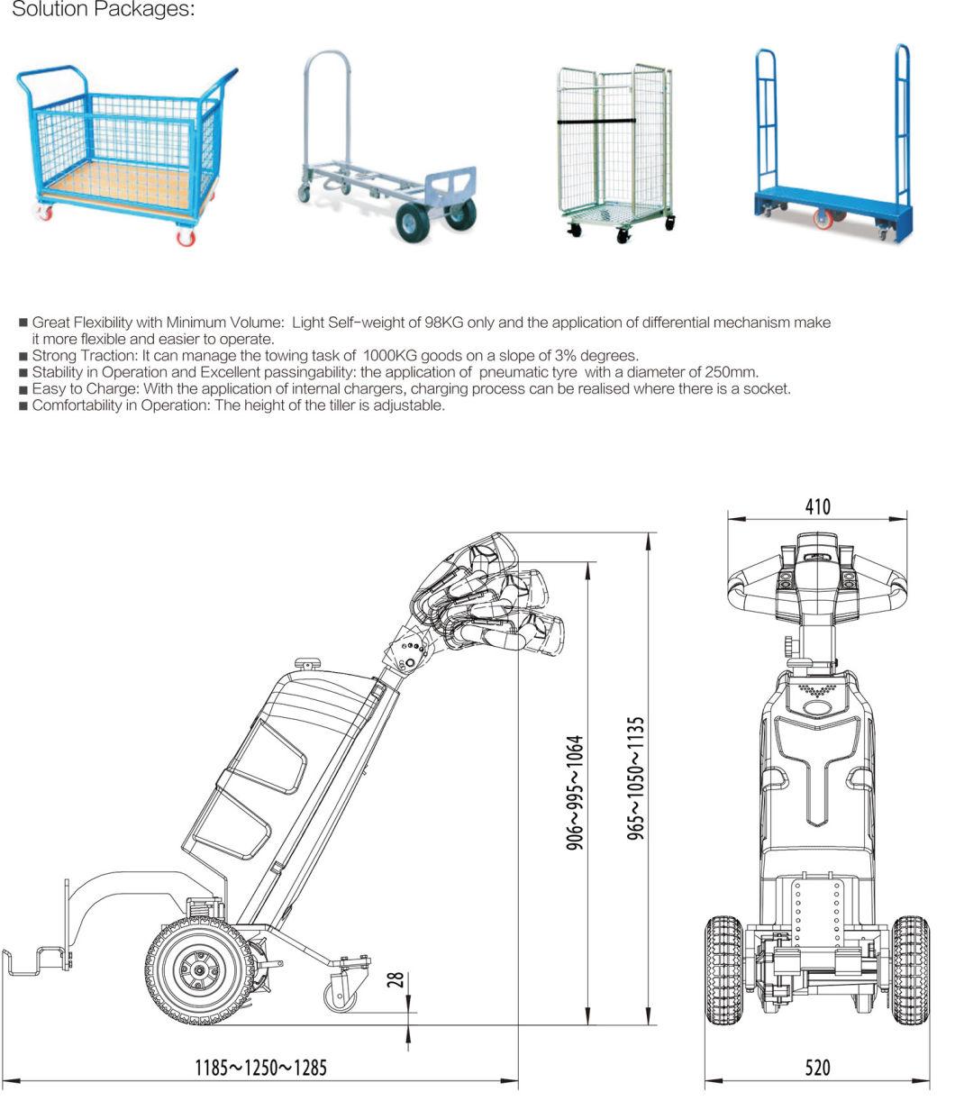 1.0 Ton Electric Tractor for Retailer/Wire Container/Platform Delivery