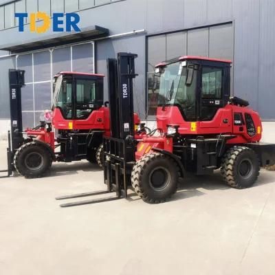 Tder High Reliability Rough Terrain Forklift 4X4 All Terrain Forklift